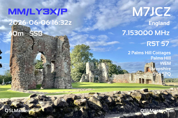 QSL Master Card for M7JCZ QSO with MM/LY3X/P