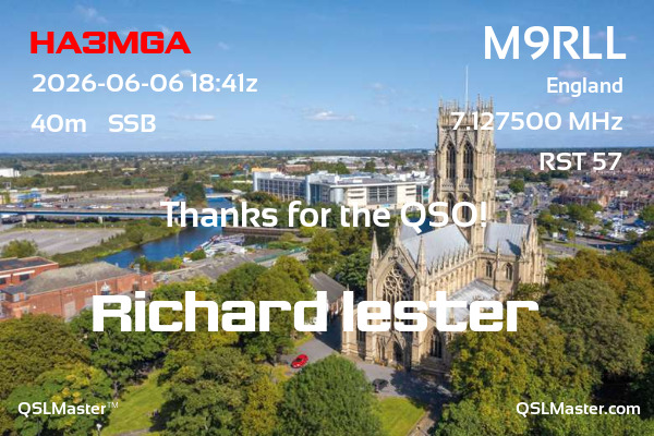 QSL Master Card for M9RLL QSO with HA3MGA
