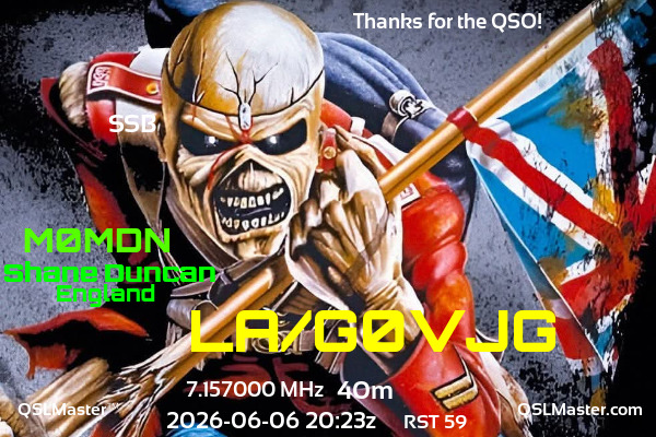 QSL Master Card for M0MDN QSO with LA/G0VJG