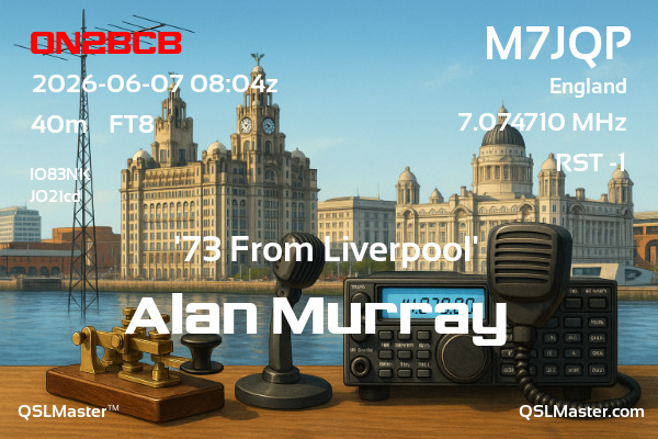 QSL Master Card for M7JQP QSO with ON2BCB