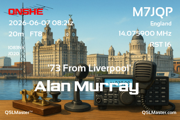 QSL Master Card for M7JQP QSO with ON5HE