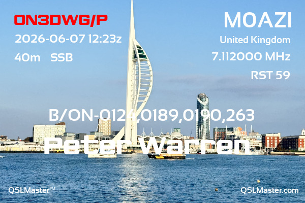 QSL Master Card for M0AZI QSO with ON3DWG/P