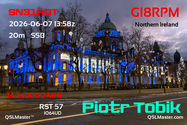 QSL Master Card for GI8RPM QSO with SN31ROT