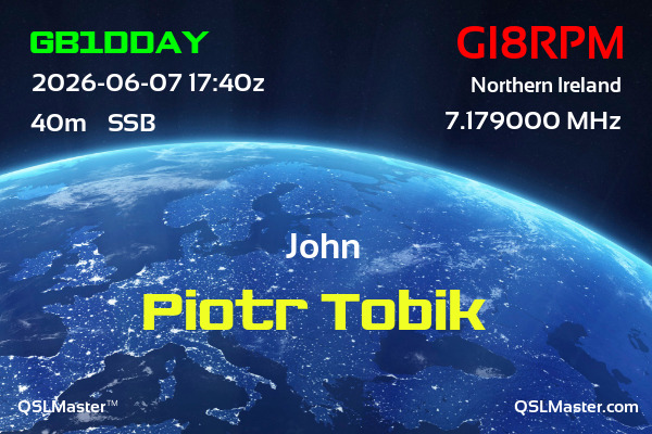 QSL Master Card for GI8RPM QSO with GB1DDAY
