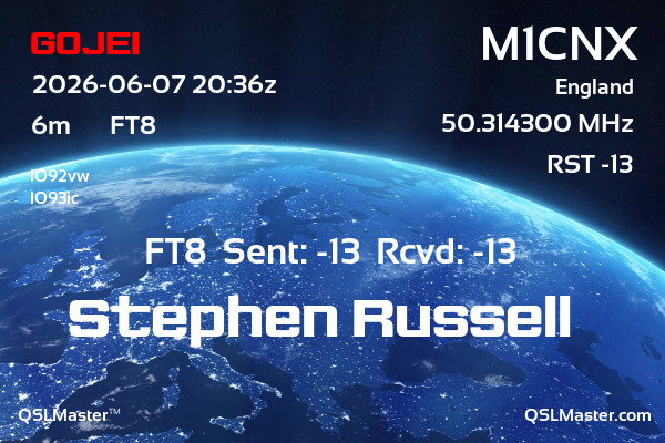 QSL Master Card for M1CNX QSO with G0JEI