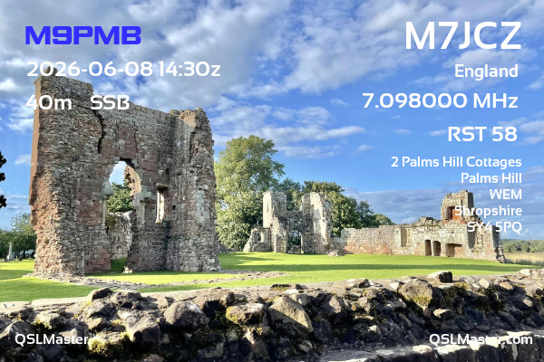 QSL Master Card for M7JCZ QSO with M9PMB