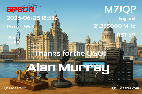 QSL Master Card for M7JQP QSO with SP6DR