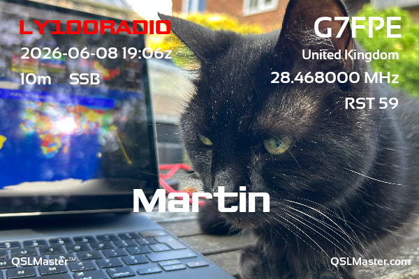 QSL Master Card for G7FPE QSO with LY100RADIO