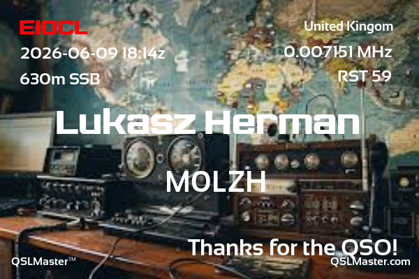 QSL Master Card for M0LZH QSO with EI0CL