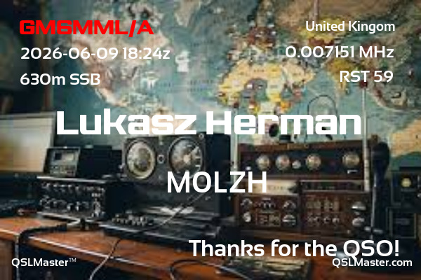 QSL Master Card for M0LZH QSO with GM6MML/A