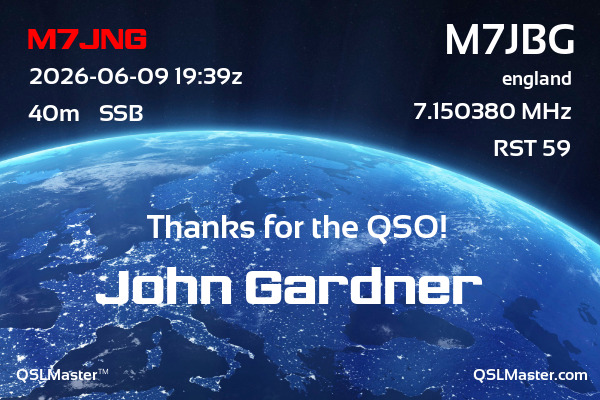 QSL Master Card for M7JBG QSO with M7JNG