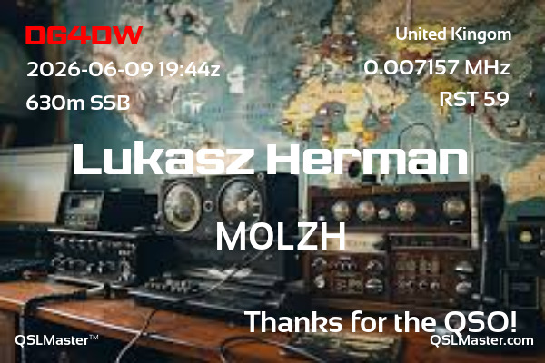QSL Master Card for M0LZH QSO with DG4DW