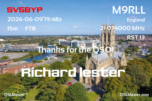 QSL Master Card for M9RLL QSO with SV5BYP