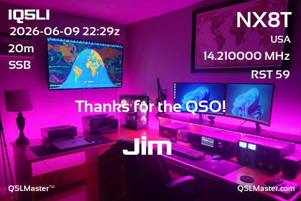 QSL Master Card for NX8T QSO with IQ5LI
