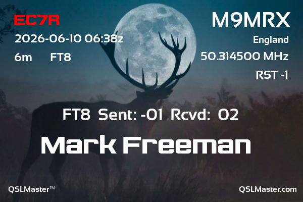 QSL Master Card for M9MRX QSO with EC7R
