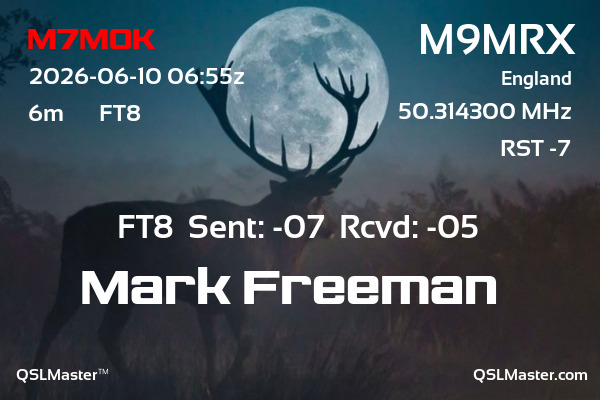 QSL Master Card for M9MRX QSO with M7MOK