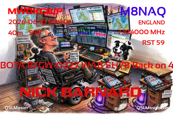 QSL Master Card for M8NAQ QSO with MW0KCB/P