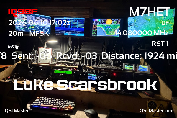 QSL Master Card for M7HET QSO with IQ9BF