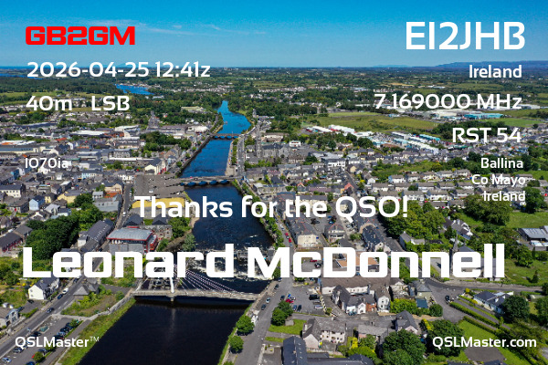 QSL Master Card for EI2JHB QSO with GB2GM