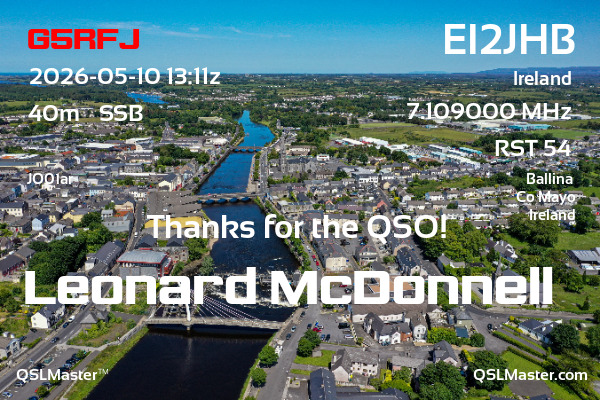 QSL Master Card for EI2JHB QSO with G5RFJ
