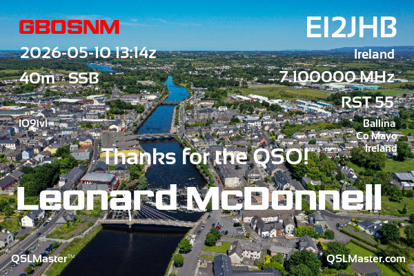 QSL Master Card for EI2JHB QSO with GB0SNM