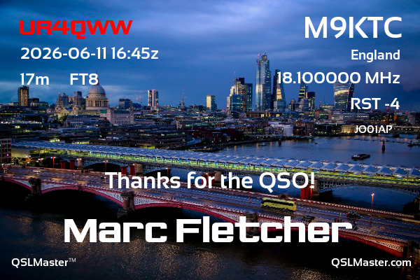 QSL Master Card for M9KTC QSO with UR4QWW