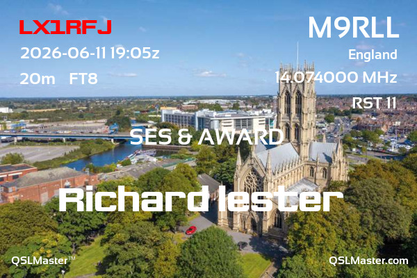 QSL Master Card for M9RLL QSO with LX1RFJ