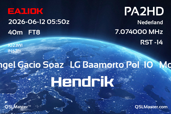 QSL Master Card for PA2HD QSO with EA1IOK