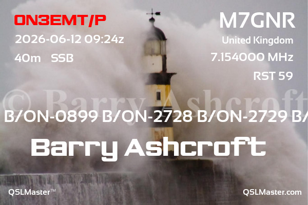 QSL Master Card for M7GNR QSO with ON3EMT/P