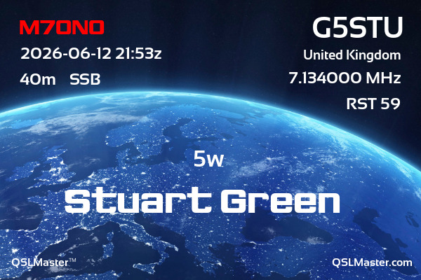QSL Master Card for G5STU QSO with M7ONO