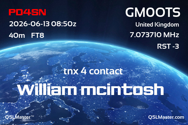 QSL Master Card for GM0OTS QSO with PD4SN