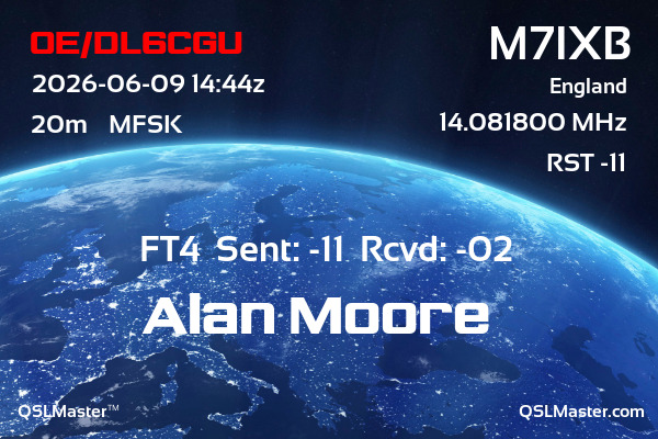 QSL Master Card for M7IXB QSO with OE/DL6CGU