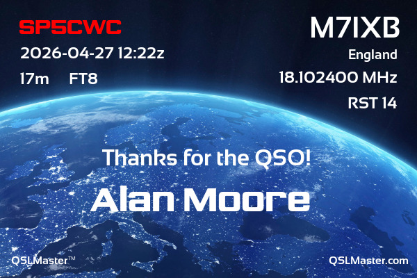QSL Master Card for M7IXB QSO with SP5CWC