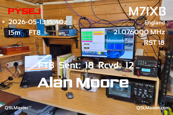 QSL Master Card for M7IXB QSO with PY5EJ