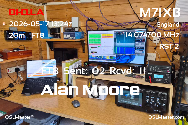 QSL Master Card for M7IXB QSO with OH1LA