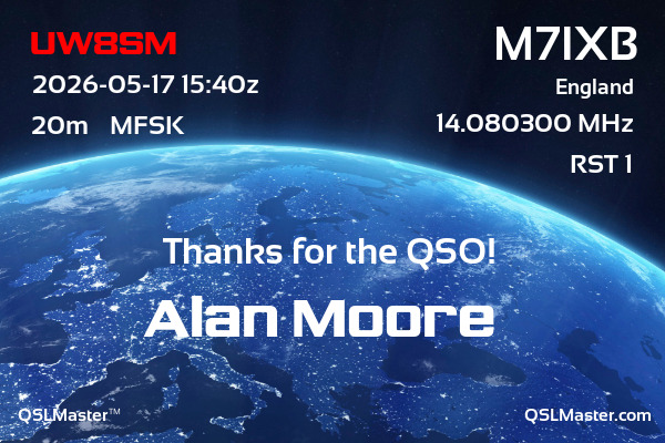 QSL Master Card for M7IXB QSO with UW8SM