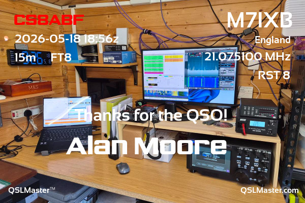 QSL Master Card for M7IXB QSO with CS8ABF