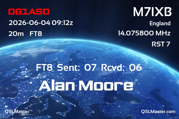 QSL Master Card for M7IXB QSO with DG1ASD