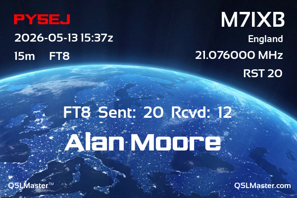 QSL Master Card for M7IXB QSO with PY5EJ