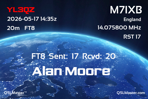 QSL Master Card for M7IXB QSO with YL3QZ