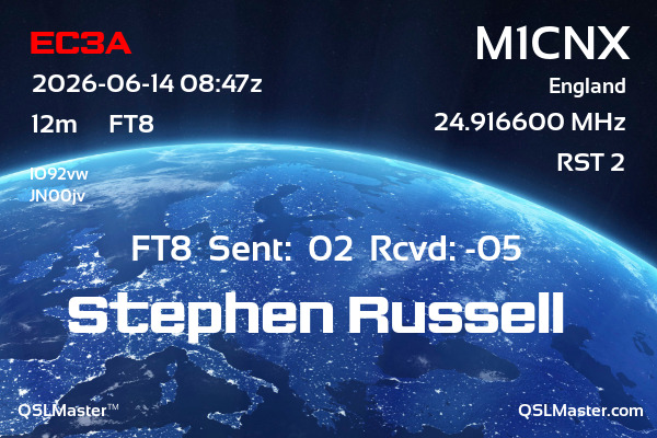 QSL Master Card for M1CNX QSO with EC3A