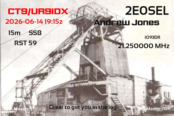 QSL Master Card for 2E0SEL QSO with CT9/UR9IDX
