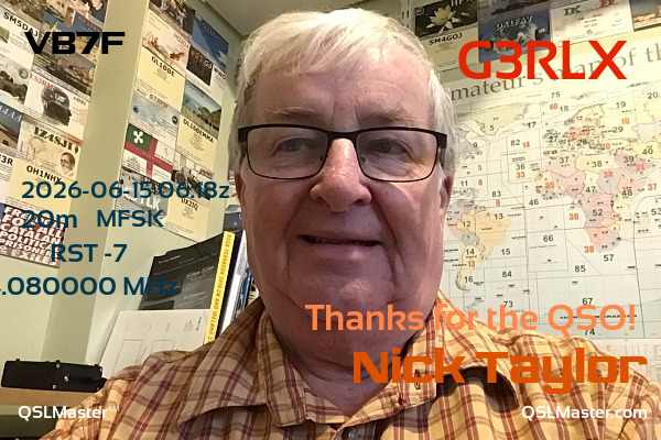 QSL Master Card for G3RLX QSO with VB7F