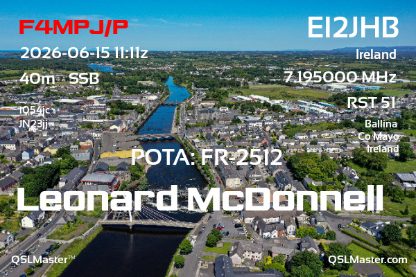 QSL Master Card for EI2JHB QSO with F4MPJ/P