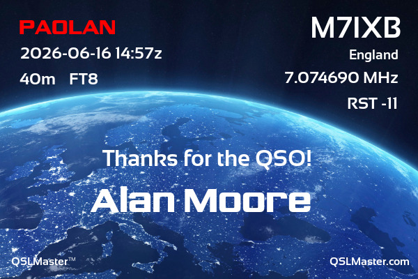 QSL Master Card for M7IXB QSO with PA0LAN
