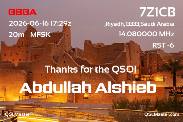 QSL Master Card for 7Z1CB QSO with G6GA