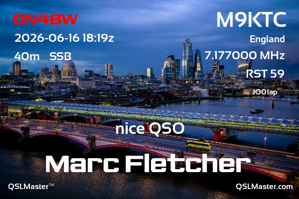 QSL Master Card for M9KTC QSO with ON4BW