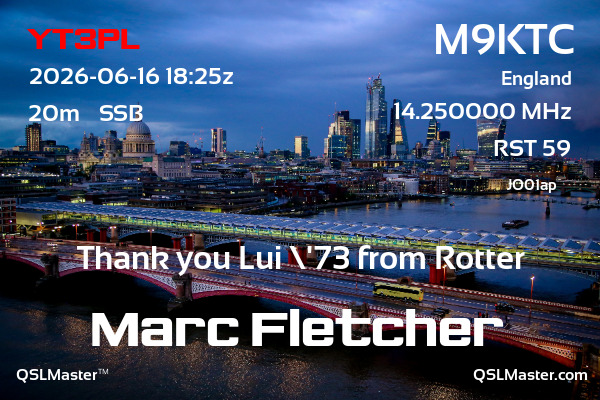 QSL Master Card for M9KTC QSO with YT3PL