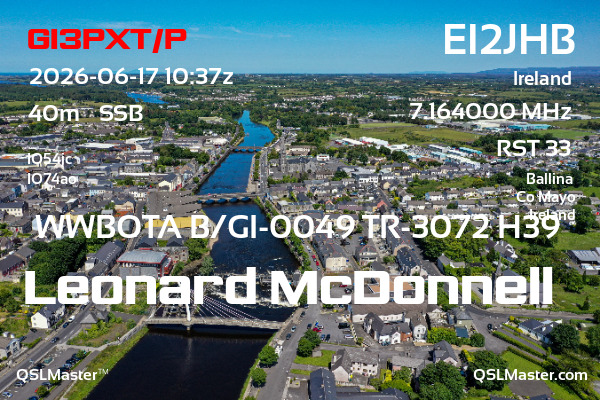 QSL Master Card for EI2JHB QSO with GI3PXT/P