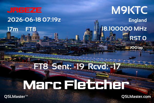 QSL Master Card for M9KTC QSO with JR6EZE